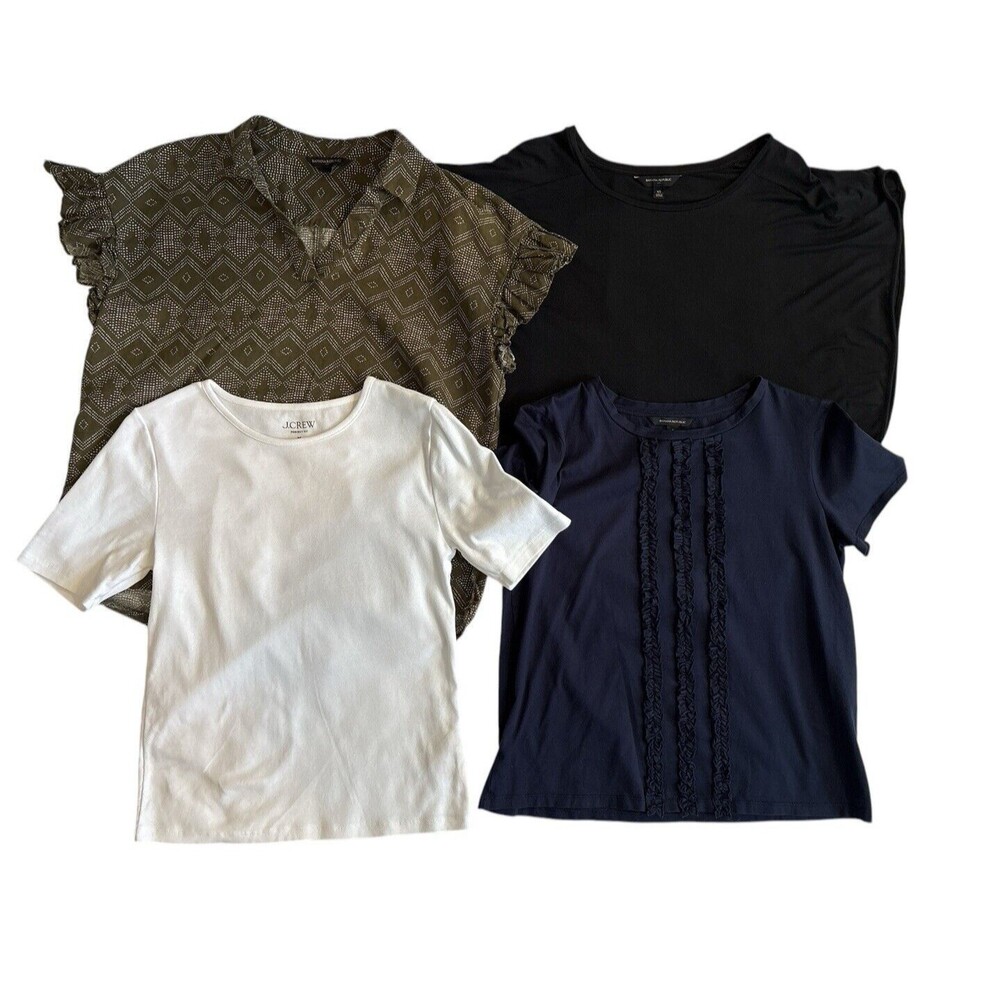 Lot of 4 Shirts J. Crew Banana Republic Women's Sizes XS Small Med Basic Colors